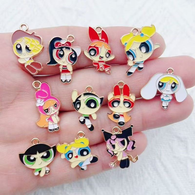 Model Kit Girl - 10 stuks legering olie-druppelende cartoon meisje